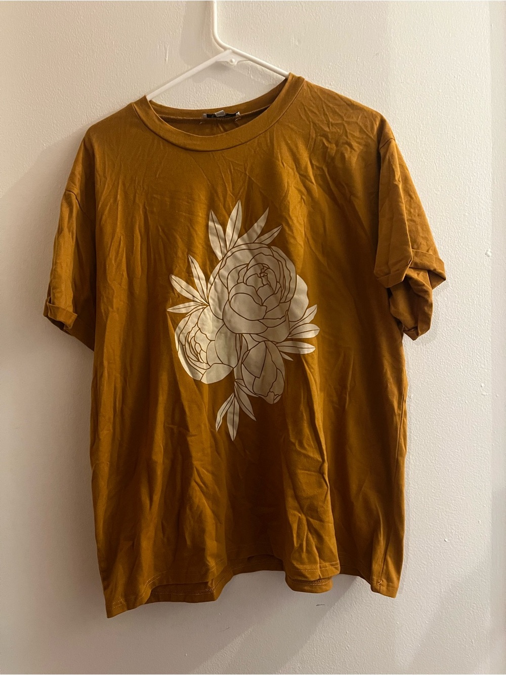 Polagram Rust Short Sleeve Tee with White Floral Print